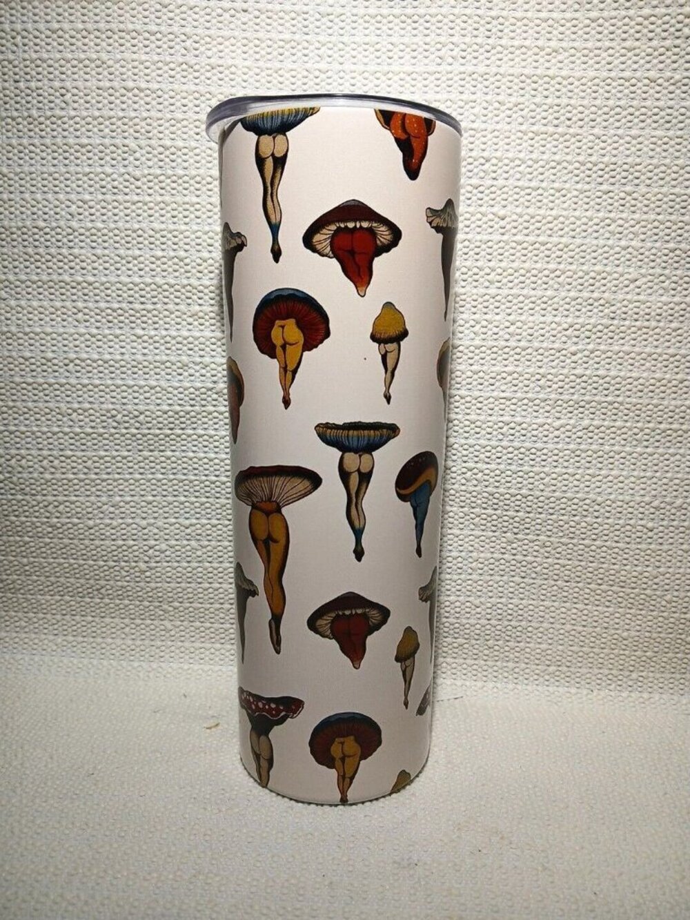 20 oz Stainless Steel Tumbler Set – Mushroom Legs Print – Slim Tall Insulated Cu - Picture 2 of 6